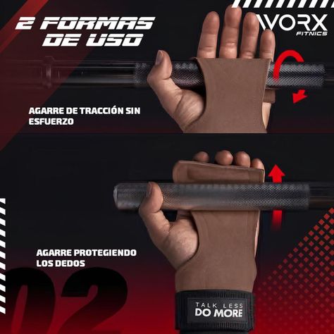 Muñequeras Grips Calleras Cuero Worx Levantamiento Pesas x2-6