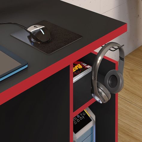 ESCRITORIO GAMER BOKU NEGRO/ROJO-2
