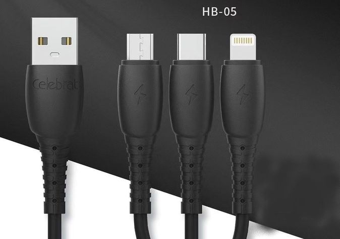 Cable Triple Hb-05 Celebrat Carga, Datos,tipo C,microusb,iph-2