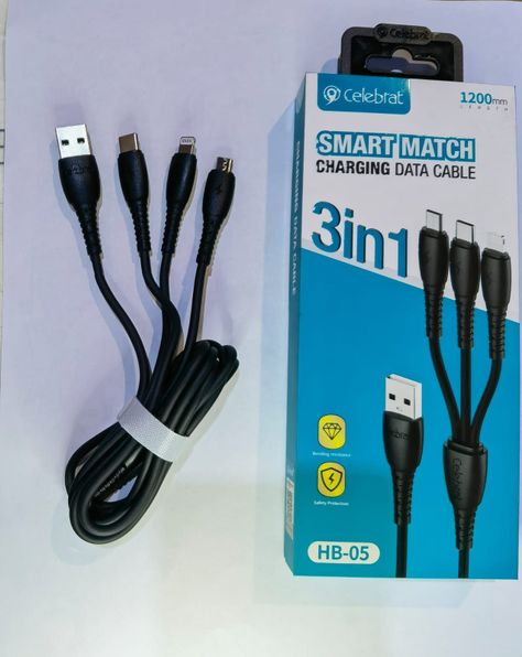 Cable Triple Hb-05 Celebrat Carga, Datos,tipo C,microusb,iph-1