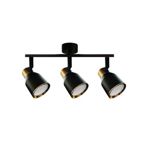 Foco LED Sobrepuesto Decorativo Triple GU-10 Negro-Dorado Híades-0
