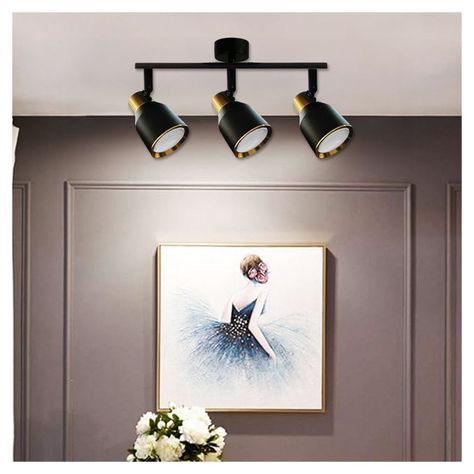 Foco LED Sobrepuesto Decorativo Triple GU-10 Negro-Dorado Híades-2
