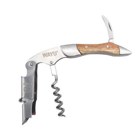 Abridor de Vino Acero Inoxidable y Madera Acacia - Wayu-3