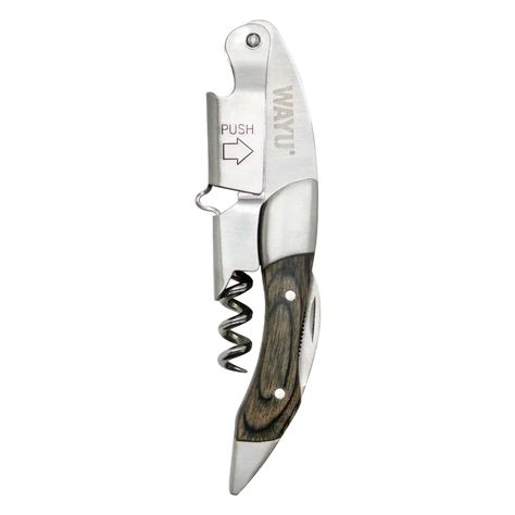 Abridor de Vino Acero Inoxidable y Madera Acacia - Wayu-0