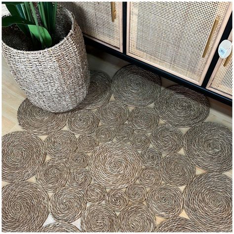 Alfombra Decorativa Yute Conjunto Circular 120 cms Estilo Boho-4
