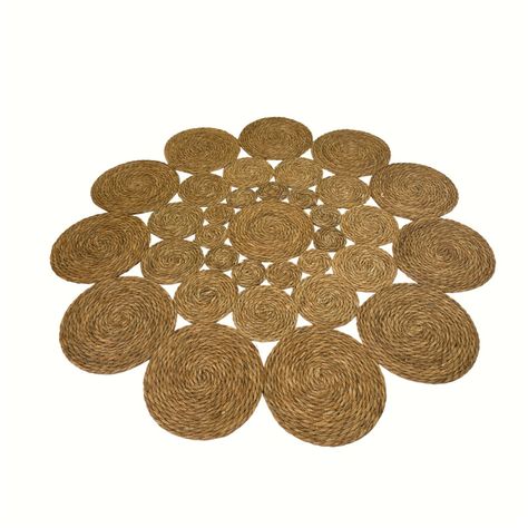 Alfombra Decorativa Yute Conjunto Circular 120 cms Estilo Boho-0