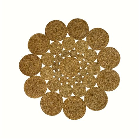 Alfombra Decorativa Yute Conjunto Circular 120 cms Estilo Boho-1