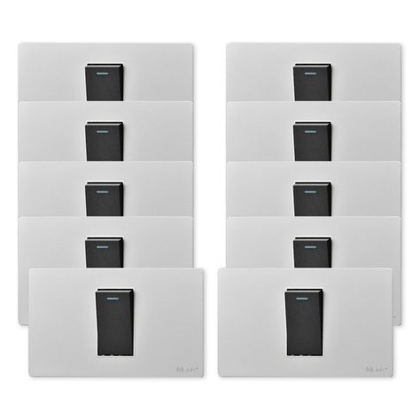 Pack 10 Interruptores Simple Metálico 9/12 16A - Gris/ Negro-0