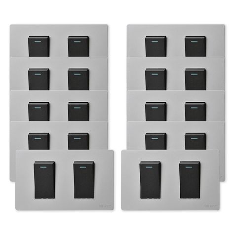 Pack 10 Interruptores Doble Metálico 9/12 16A - Gris/ Negro-0