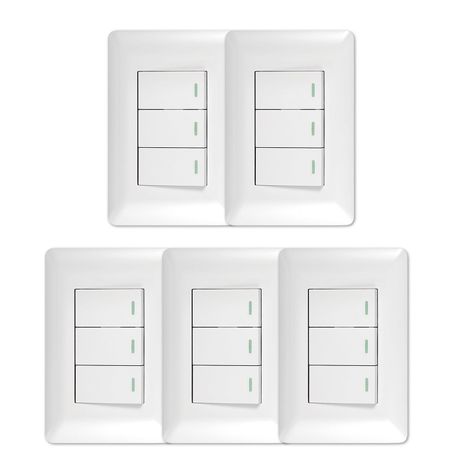 Pack 5 Interruptor Triple 9/12 10A 250V Blanco-0