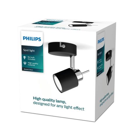 Foco Philips Meranti Spotlight Negro x1 GU10 Incluye Ampolleta Cálida -1