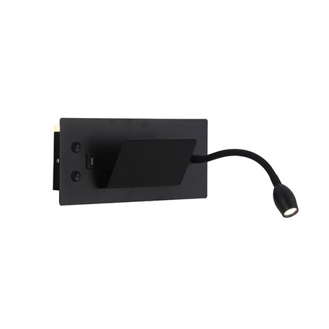 Apliqué Lector LED Flexi USB 5W+3W Negro - Luz Cálida-0
