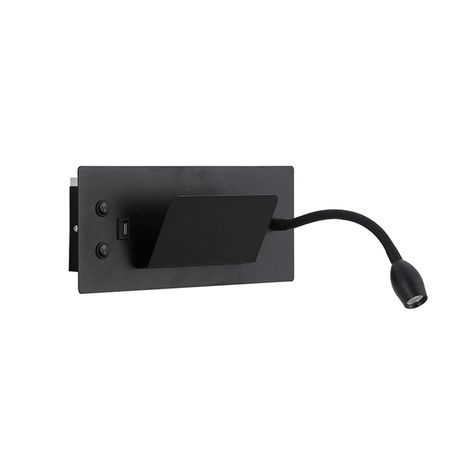 Apliqué Lector LED Flexi USB 5W+3W Negro - Luz Cálida-2