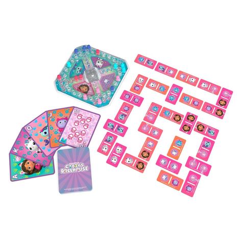 Set 3 Juegos de Mesa: carta, domino y ludo-Gabby's Dollhouse-2