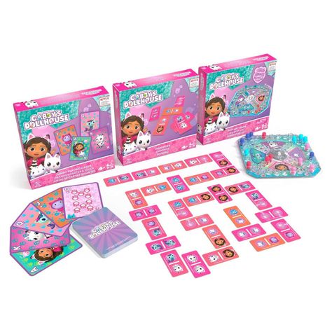 Set 3 Juegos de Mesa: carta, domino y ludo-Gabby's Dollhouse-3