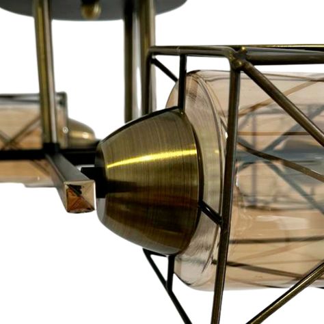 Lámpara de Techo Geométrica Vidrio Doble Porta E-27 Incluye Ampolleta Cálida-1
