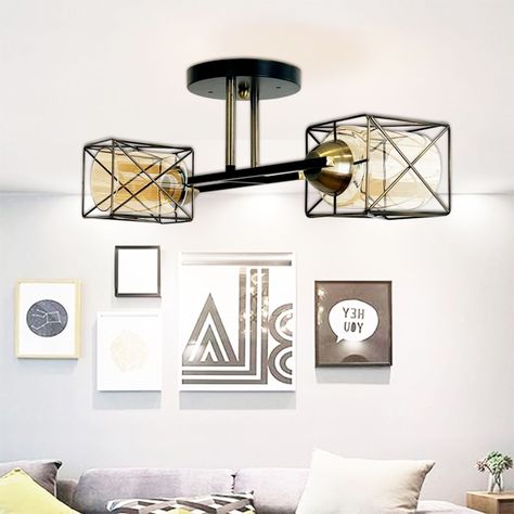 Lámpara de Techo Geométrica Vidrio Doble Porta E-27 Incluye Ampolleta Cálida-3