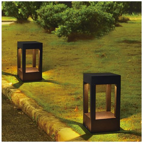 Apliqué Piso LED Cuadrado Ext 20cm Negro 7W Cálido-4