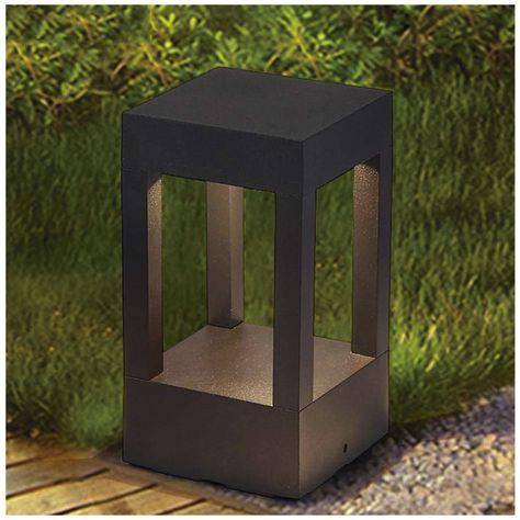 Apliqué Piso LED Cuadrado Ext 20cm Negro 7W Cálido-3