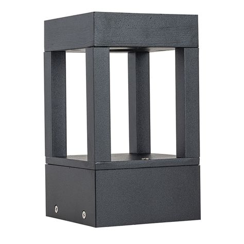 Apliqué Piso LED Cuadrado Ext 20cm Negro 7W Cálido-0