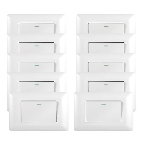 Pack 10 Interruptor Simple 9/12 10A 250V Blanco-0