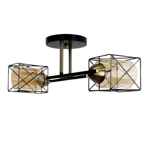 Lámpara de Techo Geométrica Vidrio Doble Porta E-27 Incluye Ampolleta Fría-0
