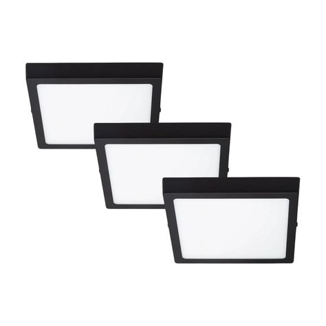 Pack 3 Panel LED Sobrepuesto Cuadrado Negro PRO 12W Cálido-0