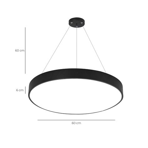 Lámpara Colgante Circular Negra 50w- 60 cms CCT-1