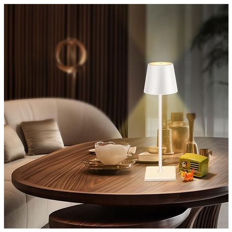Lampara de Mesa LED táctil, inalámbrica y recargable Blanco-5