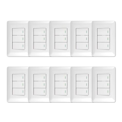 Pack 10 Interruptor Triple 9/12 10A 250V Blanco-0