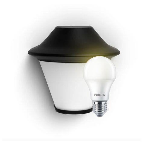 Aplique LED Exterior «Serres» Negro Philips Ampolleta Cálida-0