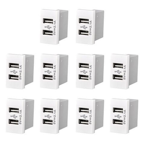 Pack 10 Modulo Para UBS 5V 2.1A Blanco-0