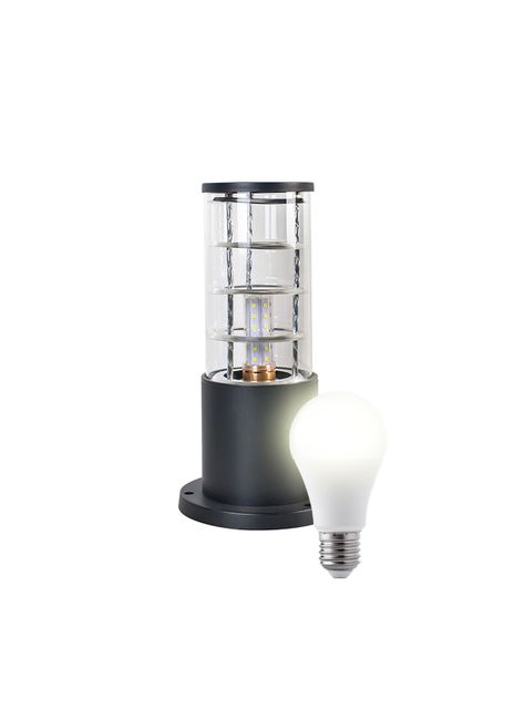Aplique Piso Espiral 30CM Porta E-27 Negro Incluye Ampolleta Cálida-0