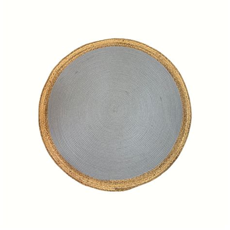 Alfombra Decorativa Yute Circular Gris 120 cms Estilo Boho-0