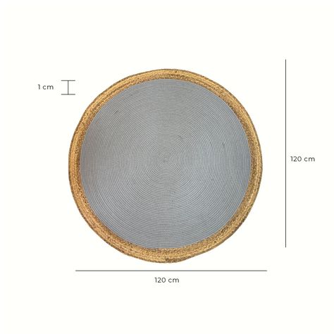 Alfombra Decorativa Yute Circular Gris 120 cms Estilo Boho-1