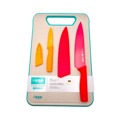 Set Tabla + 2 Cuchillos: Chef y Multiuso - Keep-0