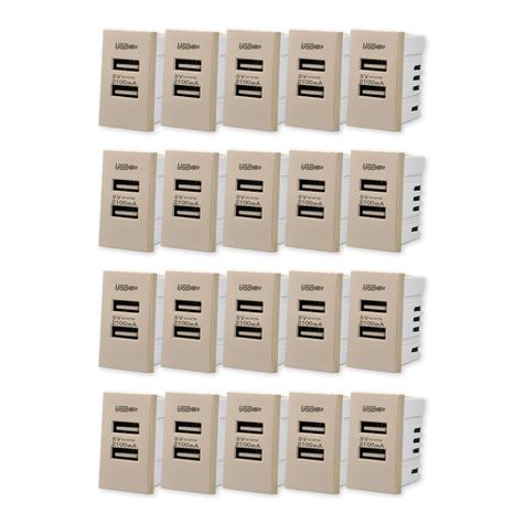 Pack 20 Módulo USB Doble Metálico 250V - Dorado-0