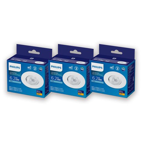 Pack 3 Foco Led Integrado Philips Spot 6.2 W - Frío-3