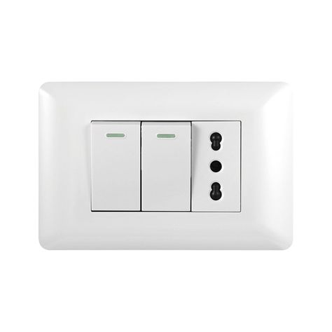 Tomacorriente Simple 10/16A 250V + Interruptor Doble 9/12 10A Blanco-0