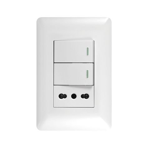Tomacorriente Simple 10/16A 250V + Interruptor Doble 9/12 10A Blanco-1