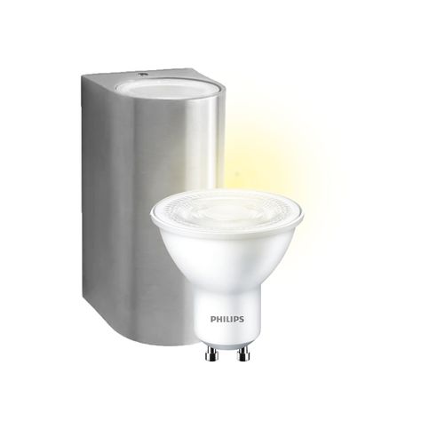 Aplique LED Exterior "Nightingale" Acero Philips Ampolleta Cálida-0