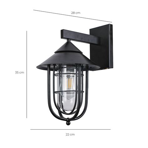 Apliqué Farol Moderno Porta E-27 Negro Incluye Ampolleta-1