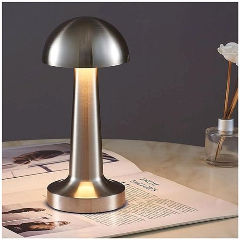 Lámpara de Mesa LED Recargable "Mushroom LED" Dimeable Plateado-4