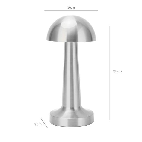 Lámpara de Mesa LED Recargable "Mushroom LED" Dimeable Plateado-6