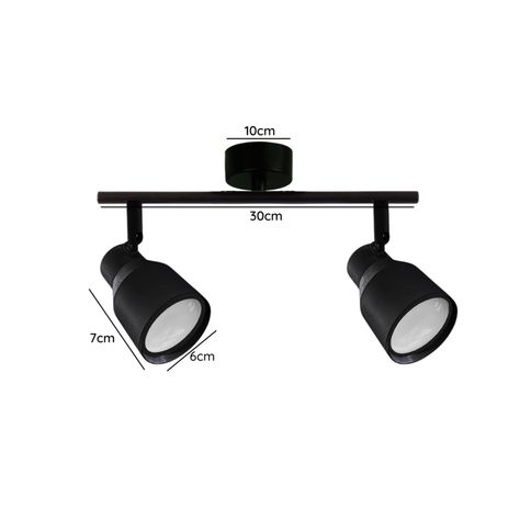 Foco LED Sobrepuesto Decorativo Doble GU-10 Negro Híades-1
