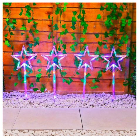 Set 4 Estacas Solares Navidad Diseño Estrellas-6