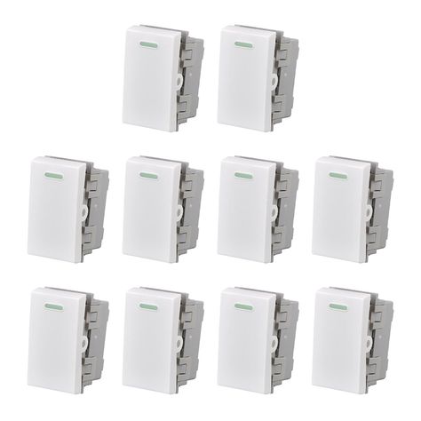 Pack 10 Modulo Interruptor 9/24 10A 250V Diseño Simple Blanco-0