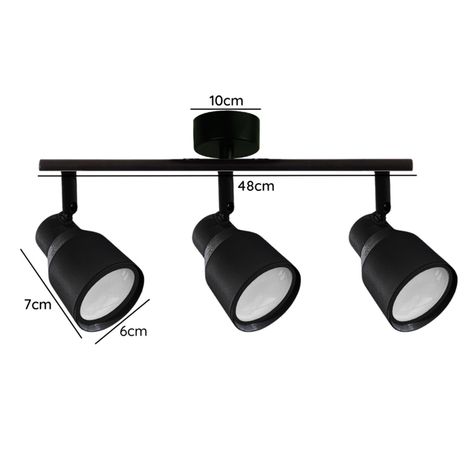 Foco LED Sobrepuesto Decorativo Triple GU-10 Negro Híades-2