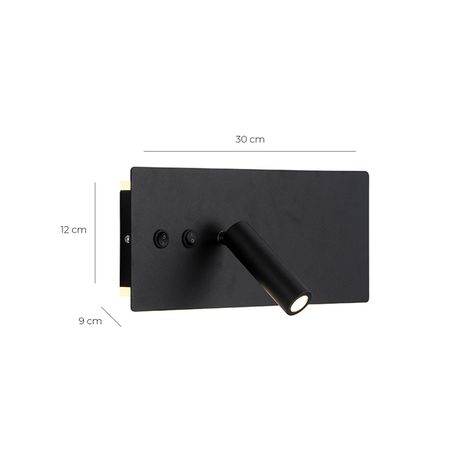 Apliqué LED Lector Line 3W+10W Negro - Luz Cálida-1