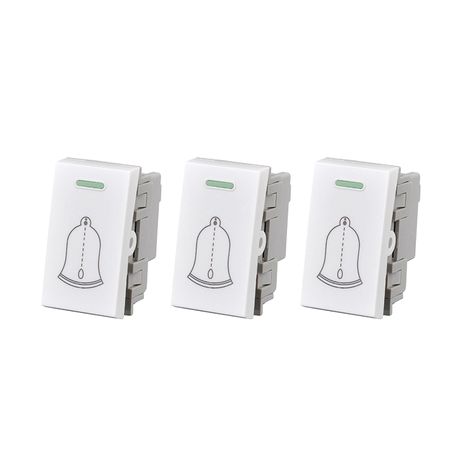 Pack 3 Modulo Interruptor Pulsador 10A 250V Diseño Campana Blanco-0